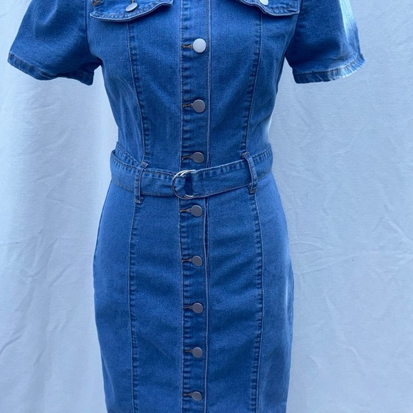 SHEIN Blue Denim Button-Up Dress Size US Women’s 4 - Picture 1 of 6